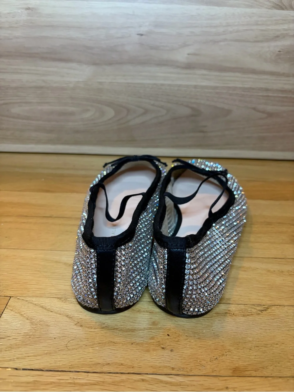 Loeffler Randall Leonie Crystal Mesh Mary Jane Flats in Silver - Size 9